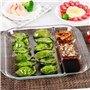 TAMUME 9" Assiette Verre Trempé avec Compartiments pour Dresser, Paquet de 2, Plateau de Service de Boulettes, Carré
