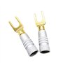 WANGCL Lot de 4 Connecteurs à Cosse en Y - Fiche à Fourche à 45 Degrés pour Fil de Haut-Parleur - Connecteur Jack Audio en Cuivr