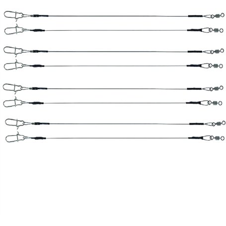 Jenzi Titan Lot de 8 bas de ligne en titane 30 cm 7 kg + autocollant Petri Heil!