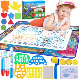 MOOING Tapis Magique Dessin Enfant Matte120*90cm, pour Griffonnage d'eau, avec 3 stylos à eau et livre coloré Cadeaux de Jouets  MOOING Tapis Magique Dessin Enfant Matte120*90cm