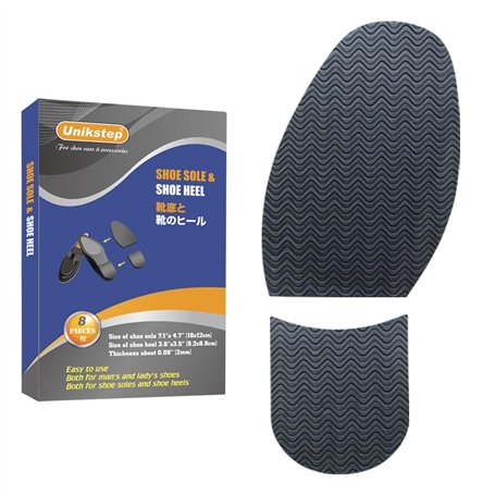 UNIKSTEP 2 paires (8 pièces) semelle en caoutchouc pour réparation de chaussures et feuilles de talon