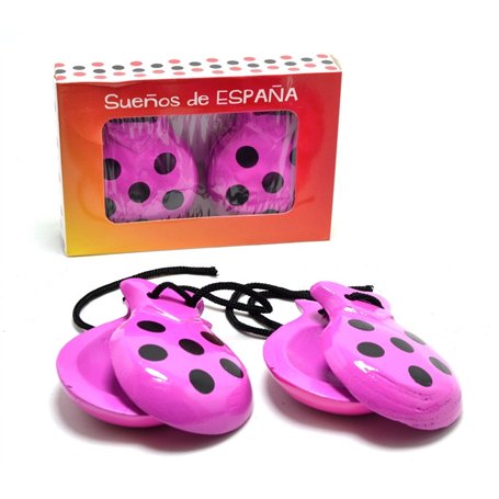 ESPANOL CASTAGNETTES ROSE ET NOIR POUR ADULTES