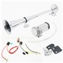 Dhuille Avertisseur pneumatique de 45 cm avec klaxon de 12 V 150 dB et compresseur - En zinc chromé - Pour tout véhicule 12 V