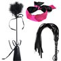 SM Bondage Flogger Fouet en cuir érotique Fétiche Masque pour les yeux avec plumes Tickler Cuir main fessée paddle jouets sexuel
