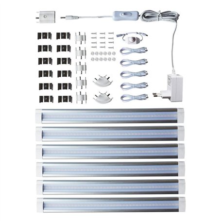 Lampaous Lampe de Placard cuisine lumière barre led éclairage encastré Dimmable(luminosité réglable) 4W*6 Blanc Chaud 3000K 12V