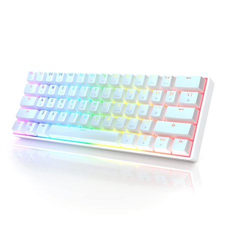 HKKB GK61 Mechanical Gaming Keyboard 60 Percent | 61 RGB Rainbow LED Backlit Programmable Keys | USB Wired | for Mac and Windows