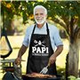 COLOFALLA Tablier Papi Cadeau Papi Le Meilleur Cuisinier Noir avec Poche Col Réglable Ceinture 70cm Tablier de Barbecue Imperméa