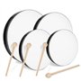 MIVIDE Lot de 4 Tambourins à Main en Bois avec Maillet