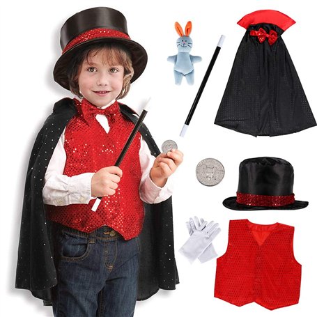 Tacobear Deguisement Magicien Enfant Magicien Costume Magicien Accessoires Roleplay Costume de Rôle Kit pour Halloween Carnaval