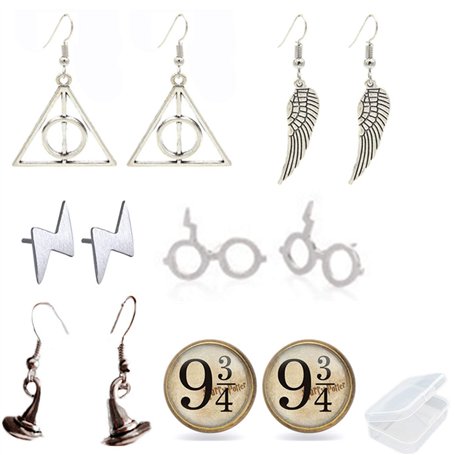PPX 6 Paires Symbols Set de Boucles d'oreilles Couleur Argent