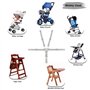 RMENOOR Harnais Chaise Haute Universelle Sangle Chaise Enfant Réglable avec Boucle POM Ceinture Attache Sécurité Fixation 5 Poin