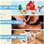LYTIVAGEN 11Pcs Outils de Poterie Outils de Argile en Bois Carving Sculpture Tool en Bois et Acier Inoxydable Idéal pour Débutan