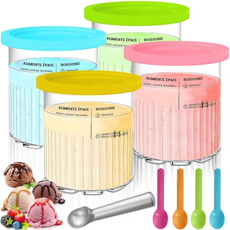 POWZOO 4 Pièces Récipients À Glace