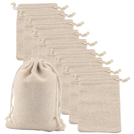 SLTAXAR 10PCS Sacs en Tissu en Coton 20 * 30CM Réutilisable Avec Cordon de Serrage - Mousseline