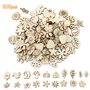 Dylan-EU 200 pièces Tranche en Bois Fleur en Bois Mixte Formes de Feuilles en Bois pour Arbre de Noël Mariage Bricolage Scrapboo