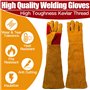 Magiin 1 Paire Gants de Soudeur Isolation Anti-usure Protéger Vachette Gants de Travail pour Soudure Ignifuge, Soudage Feu de Ca