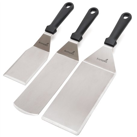 Anmarko de Spatule professionnel – en acier inoxydable Pancake Turner et plaque de cuisson Grattoir Idéal pour plaque de cuisson