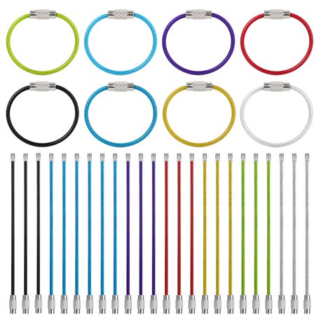 Futongda Porte-Clés En Fil Câble Porte-Clés Lot de 40pcs 2mm 4 pouces Porte Clés Fil d'Acier Inoxydable Multicolore Porte Clés F