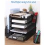 Organiseur de bureau maille métallique,Support Rangement avec Tiroir & 4 Compartiments,Organisateur Bureau Multifonctionnel,Mail