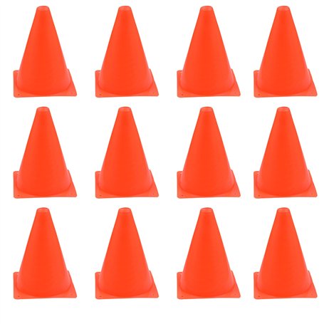 BUYGOO 12Pcs Cônes de Formation Sportive pour Football 18cm Plastique Cônes de Jeu pour Enfants Orange Cônes de Circulation Dura