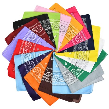 BUYGOO 20 pièces Bandanas foulards multifonctions grands mouchoirs couleur assortie Bandanas carrés pour hommes et femmes/dames