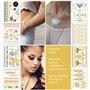 Transfert Temporaire Métalliques Tatouages Pour Les Femmes Teens Filles - 8 Feuilles Or Argent Tatouage Temporaire Briller Bijou