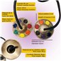 Tingsha (cloche tibétaine) - Fabriqué à la main - Artisanat indien - Design chakras émaillés avec leurs couleurs - cymbales pour