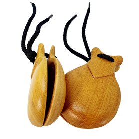 JM FOREST Castagnettes en bois de châtaignier 104-6 naturel poli - Instrument percussion pour danses flamandes pour jeunes et ad