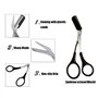Ciseaux à sourcils professionnels de précision Avec peigne et anneaux antidérapants noirs Couleur argenté Pour homme et femme Po