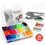 Pression Kit de Pince, 1Plusselect 400pcs Boutons Pressions Plastiques T5 12mm en 20 Couleurs, Plastique Snaps Bouton Kit avec 2