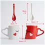 THE TWIDDLERS Embrasser Tasses, Grandes Mugs Couple Céramique avec Cuillères & Boîte-Cadeau - Cadeau de Noël pour Elle & Lui