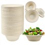 KYYGKY Lot de 100 Bol Jetable 340 ml Bols en Bagasse de Canne à Sucre Jetables Vaisselle Jetable Bol Jetable Bols en Papier Comp