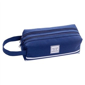 Trousse à crayons portable en toile de grande capacité avec fermeture éclair - Sac de rangement pour fournitures scolaires - Dou