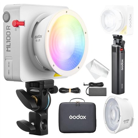 Godox ML100R Kit3 Lampe vidéo LED RVB avec chargeur de batterie BG-02