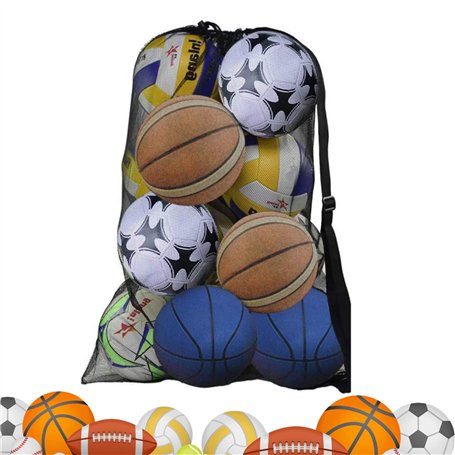 DECARETA 72cm*100cm Sac pour Ballon de Basket Foot Grande Capacité Filet Rangement Ballon avec Bandoulière Sacs et Filets de Bal