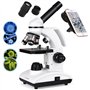 Tuword Microscope(40-1000X) Optique Microscopes Biologique Monoculaire avec Source De Lumière LED Et Support De Téléphone Portab