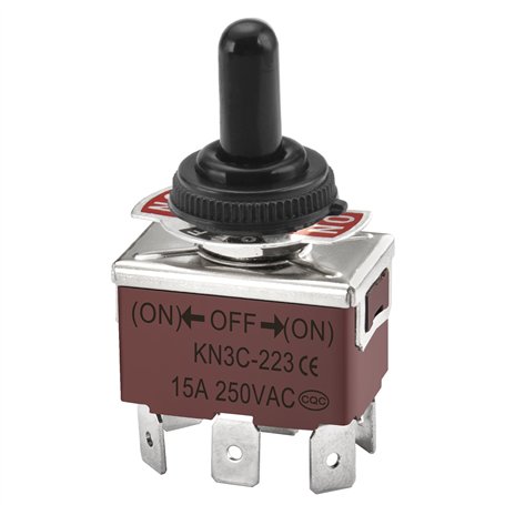 Heschen interrupteur à bascule en métal DPDT momentané (ON) / OFF / (ON) 3 positions 15A 250VAC 6 bornes CE