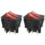 Heschen interrupteur à bascule double on-off 6 bornes lumière rouge 16 A 250 V c.a. lot de 2