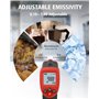 Wintact Thermomètre infrarouge pour la cuisson -58~788 ℉ ~ (-50~420 ℃ ~) avec alarme de température haute et basse et émissivité