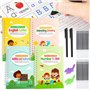 Lot de 4 livres d'entraînement à l'écriture manuscrite réutilisables pour enfants