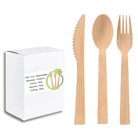 Lot de 150 couverts en bambou (3 x 50 pièces) | Cuillère