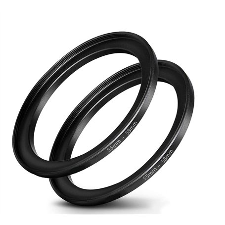 Fanzr Lot de 2 bagues d'adaptation pour filtre d'objectif d'appareil photo 55 mm vers filtre 58 mm Aluminium de qualité supérieu