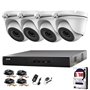HIKVISION Hiwatch Kit de vidéosurveillance DVR 4 canaux avec système de sécurité et 4 caméras dôme HIKVISION HIWATCH étanches Bl