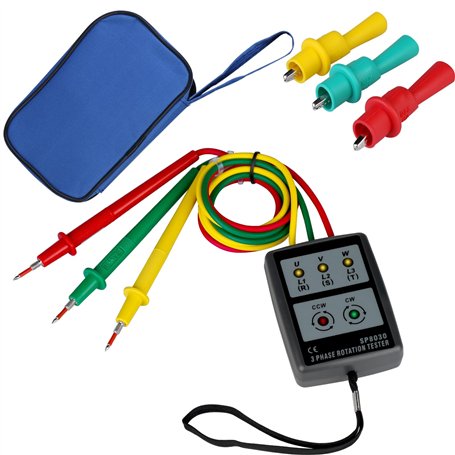 Testeur de séquence de phases Testeur de champ tournant Affichage numérique des phases : Testeur de rotation de présence de séqu