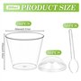 Sporgo Lot de 50 verres à dessert avec couvercle : bols à dessert en plastique 200 ml avec 50 cuillères à soupe et 50 couvercles