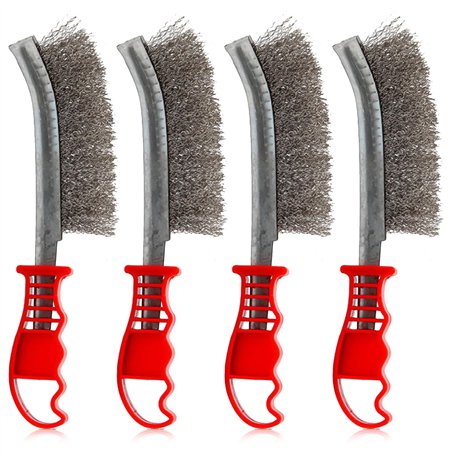 Lot de 4 Brosses Métalliques: HOMURY Brosse Inox avec Poignée en Plastique