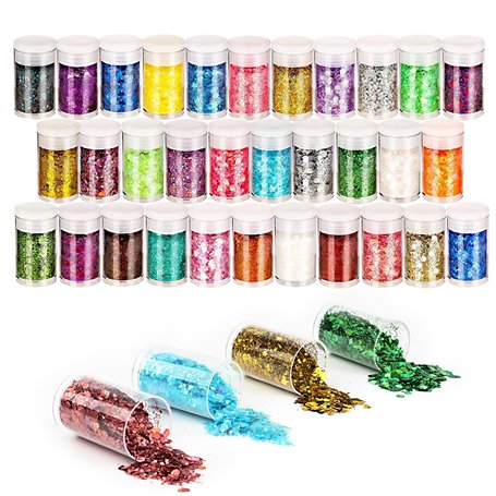 VMUTGA 32 Couleurs Poudres de Paillettes