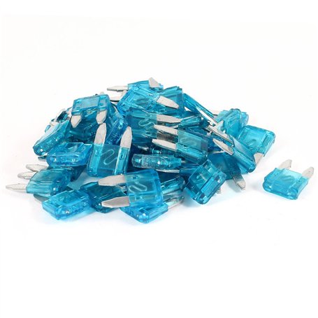 sourcing map 50 Pièces Auto Voiture Moto Fusible ATO ATC Lame Bleu 15A