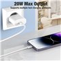 Chargeur Rapide USB C 20W avec Câble USB C vers Lightning 1m Certifié MFi pour iPhone 14/14 Pro/14 Pro Max/14 Plus/13/12/11/SE/X