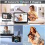 Appareil Photo Numérique 4K UHD Autofocus avec Carte 32G, Caméra de Vlogging 48 MP avec écran Rabattable à 180° et Lentille UV, 